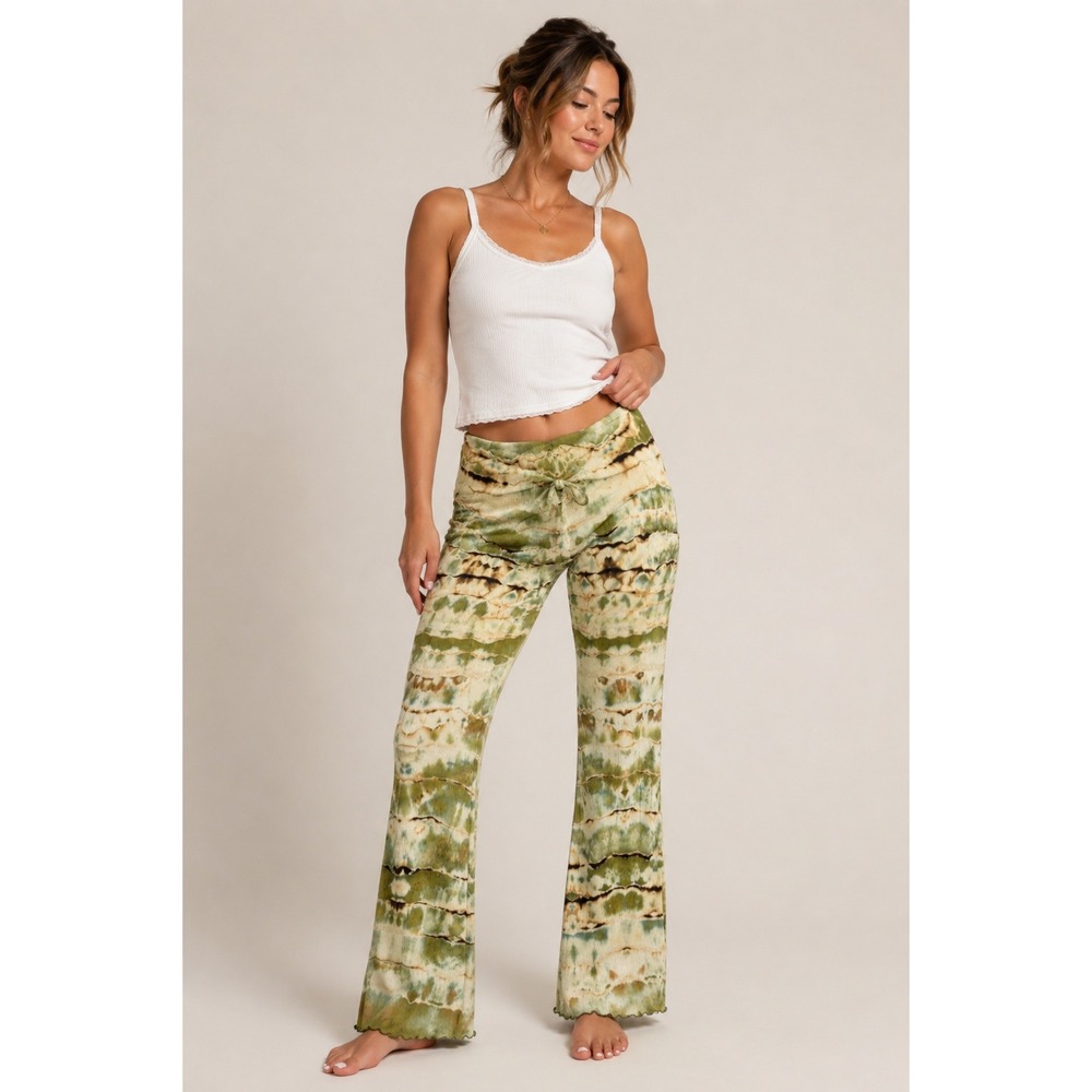 Tommy‎ John Pants Womens Medium Green Tie Dye Ribbed Modal cUSTOM UPCYCLE